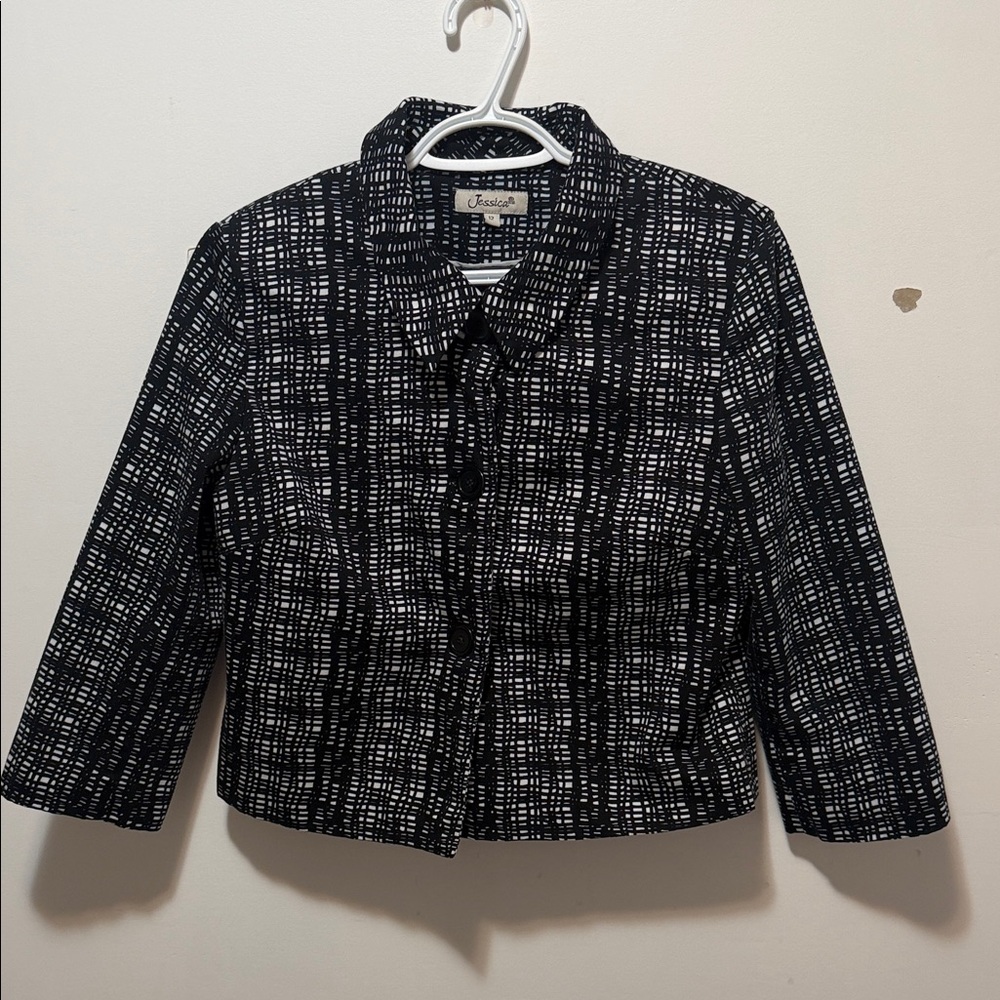 Jessica Howard Black and White Textured Blazer